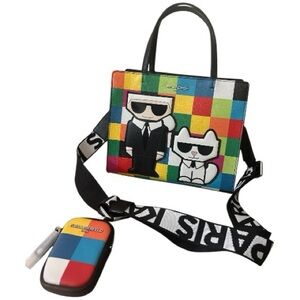 Karl Lagerfeld  Rainbow Crossbody MAYBELLE with Logo Web Strap NEW & AirPod Case